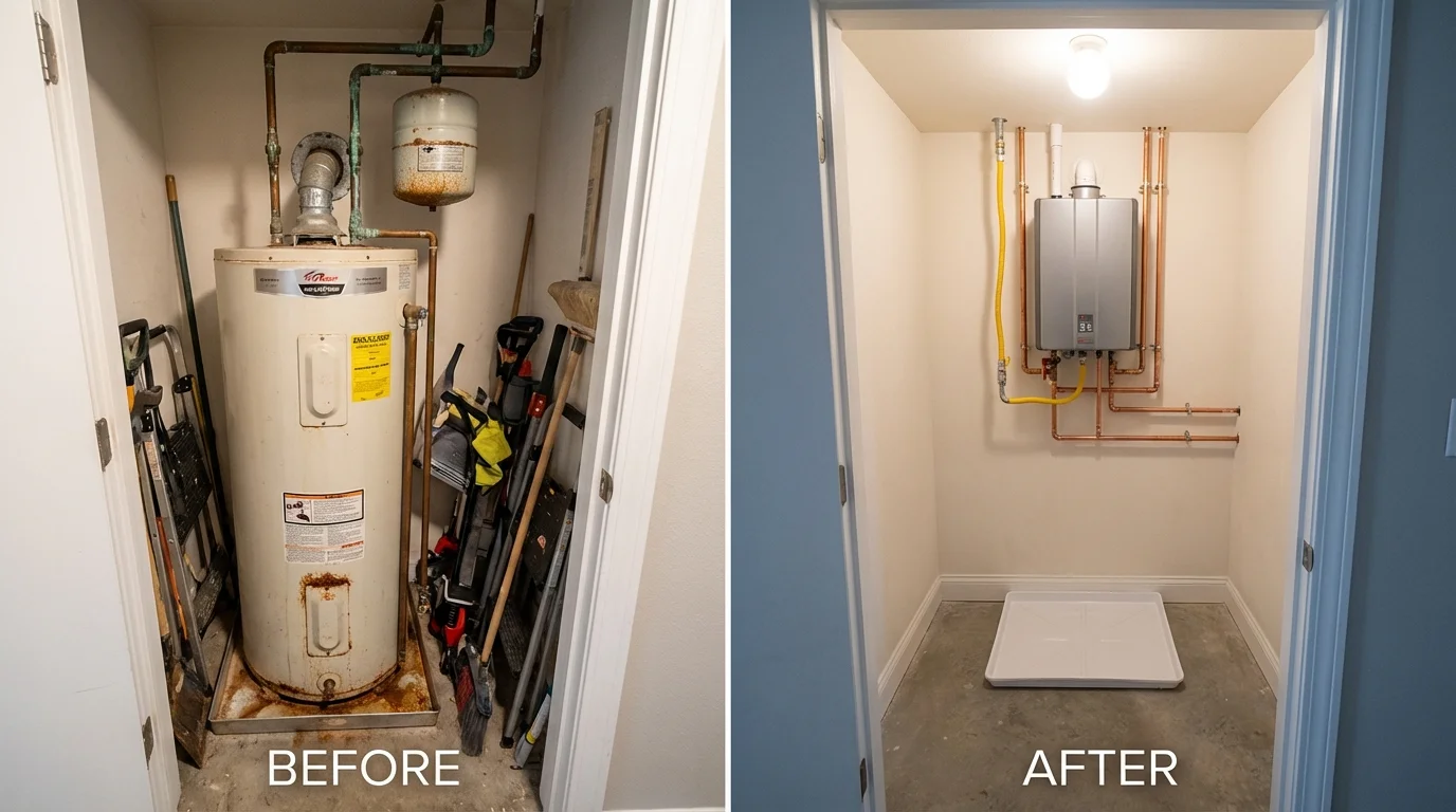 Tank water heater versus wall-mounted tankless unit comparison for Rockaway, NJ homeowners